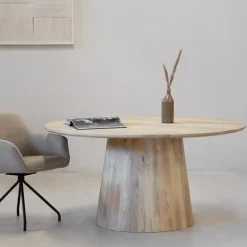 Giga Meubel Eettafel Rond 120cm - Naturel Mangohout - 2-4 Personen New