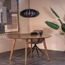 Giga Meubel Eettafel Rond 130cm - Naturel - Mangohout - Tafel Oslo