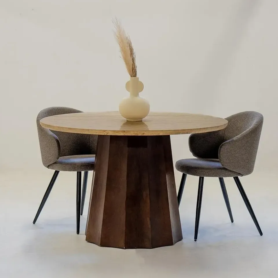 Giga Meubel Eettafel Travertin Ø150cm - Japandi Stijl - Tafel Lucio New