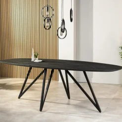 Giga Living Eettafel Zwart Acaciahout - Ovaal - 240x110x76cm - Langford Discount
