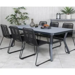 Fjôrd Eettafel Zwart Grijs Glas - 200x100x74cm - Virya New