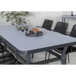 Fjôrd Eettafel Zwart Grijs Glas - 200x100x74cm - Virya New
