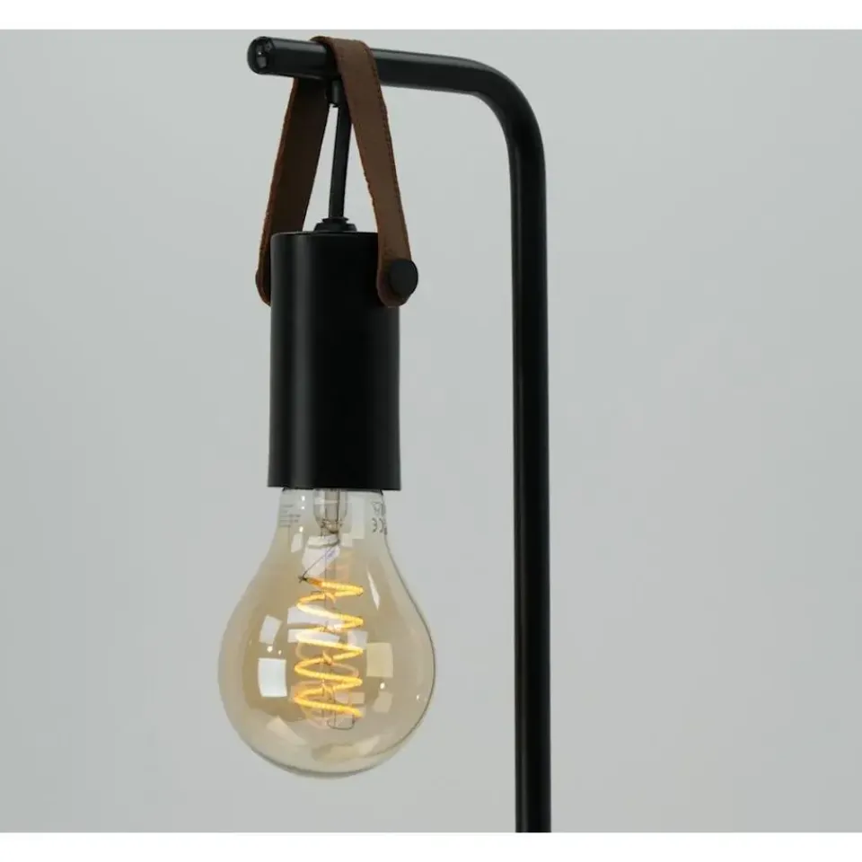 EGLO Apricale Staande lamp - E27 - Leer - Zwart/Bruin New