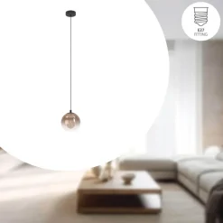 EGLO Ariscani 1 Hanglamp - E27 - Ø 20 cm - Koperglas - Zwart Hot