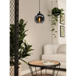 EGLO Ariscani Hanglamp - E27 - Ø 20 cm - rookglas - Zwart Best