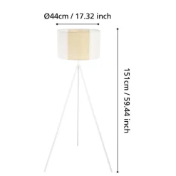 EGLO Arnhem Staande lamp - E27 - Papier/Staal - Wit/Bruin Discount