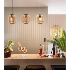 EGLO Bordesley Vloerlamp - E27 - 139 cm - Zwart/Natuur New