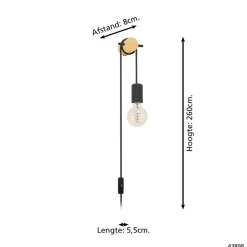 EGLO Buddon Wandlamp - E27 - 5,5 cm - Bruin/Zwart Clearance