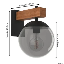 EGLO Bufalata Wandlamp - buitenverlichting - E27 - Zwart, bruin New