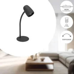 EGLO Carlo Tafellamp - Bureaulamp - E14 - 46 cm - Zwart - Kantelbaar Best