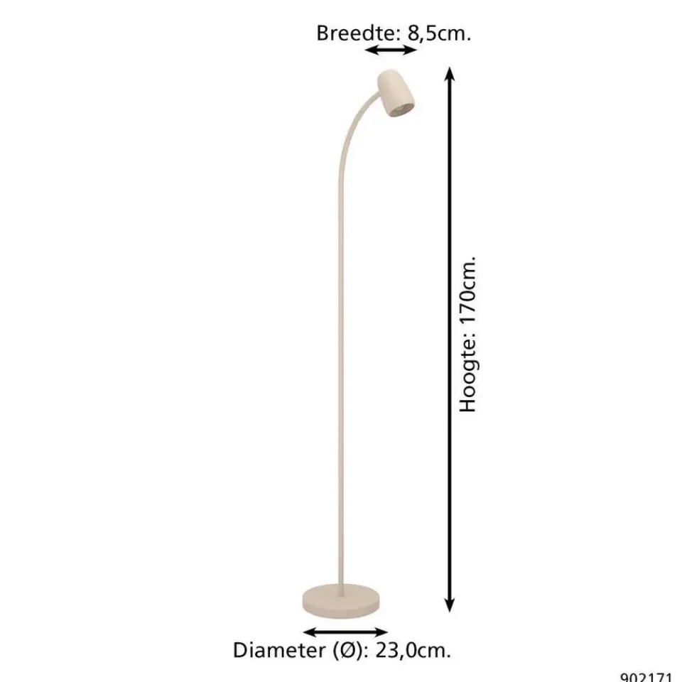 EGLO Carlo Vloerlamp - E14 - 170 cm - Zandkleur - Kantelbaar Hot