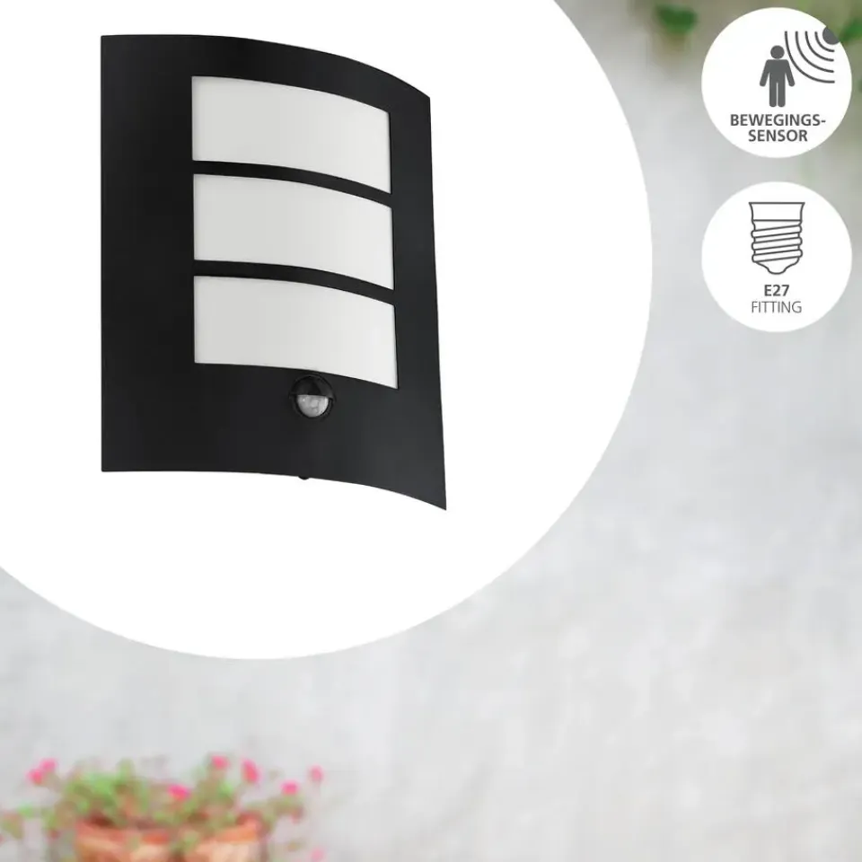 EGLO City Wandlamp - E27 - 23.5 cm - Zwart Outlet