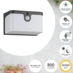 EGLO Croara Solar Wandlamp - LED - 15 cm - Antraciet/Wit Discount