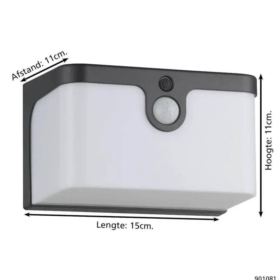 EGLO Croara Solar Wandlamp - LED - 15 cm - Antraciet/Wit Discount