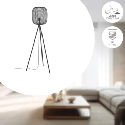 EGLO Derwen Vloerlamp - E27 - Metaal - Zwart New