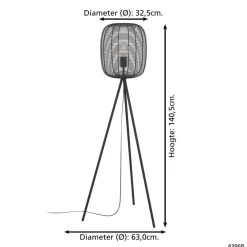 EGLO Derwen Vloerlamp - E27 - Metaal - Zwart New