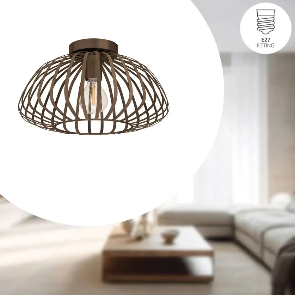 EGLO Espinal Plafondlamp - E27 - Ø 38.5 cm - Brons - Staal Online