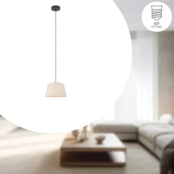 EGLO Febres Hanglamp - E27 - teddy stof - Zwart/Wit Outlet