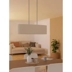 EGLO Febres Hanglamp - E27 - teddy stof - Zwart/Wit Online