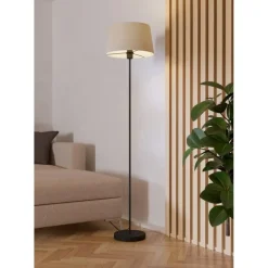 EGLO Febres Staande lamp - E27 - teddy stof - Zwart/Wit Best