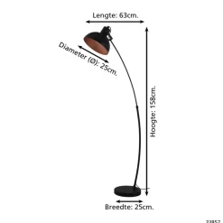 EGLO Jaafra Vloerlamp - E27 - 158 cm - Zwart/Koper Online