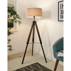 EGLO Lantada Vloerlamp - E27 - 143 cm - Noten/Taupe Sale