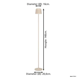 EGLO Mannera-L Staande lamp - USB-C - H 140 cm - Zand Clearance