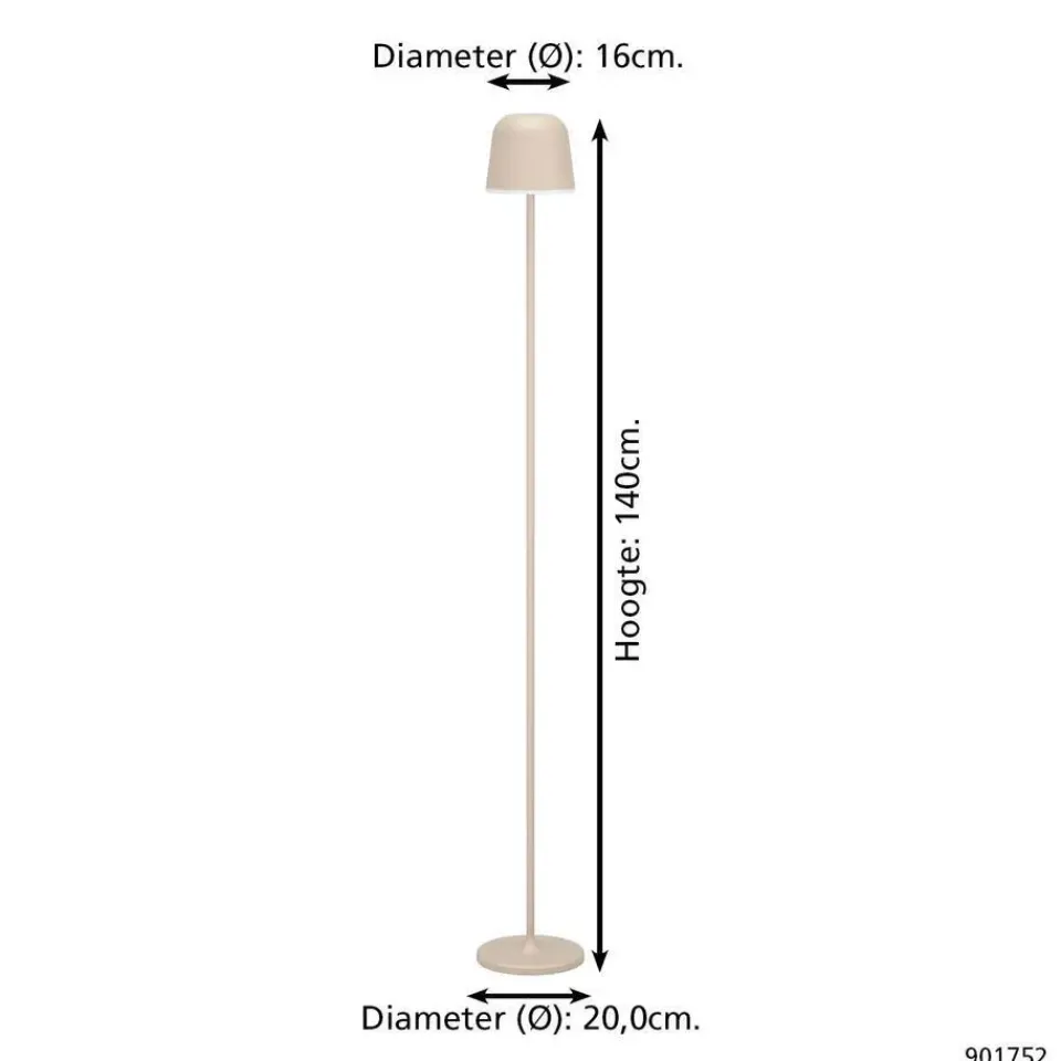 EGLO Mannera-L Staande lamp - USB-C - H 140 cm - Zand Clearance