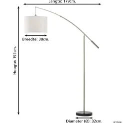 EGLO Nadina Vloerlamp - E27 - 195 cm - Grijs/Wit Clearance