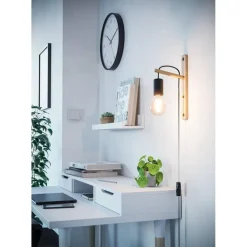 EGLO Pockley Wandlamp - E27 - 29,5 cm - Bruin/Zwart Outlet