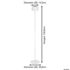 EGLO Roccanova-L Vloerlamp - Solar - 120 cm - Wit - Oplaadbaar Discount