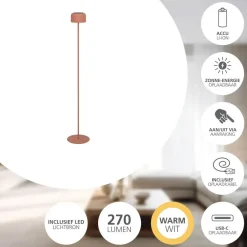 EGLO Roccanova-L Vloerlamp - Solar - 120 cm - Oranje - Oplaadbaar Discount