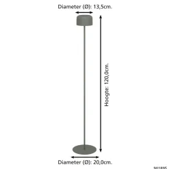 EGLO Roccanova-L Vloerlamp - Solar - 120 cm - Groen - Oplaadbaar