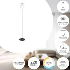 EGLO Scordiano-L Vloerlamp - Solar - 120 cm - Zwart New