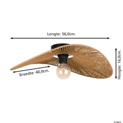 EGLO Siruela Plafondlamp - E27 - 56 cm - Papier - Natuur Outlet