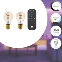 EGLO connect.z EGLO starter-z Starterspakket - 2x E27 Spiral LED lampen - Afstandsbediening Outlet