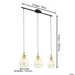 EGLO Tarbes Hanglamp - E27 - 79,5 cm - Goud Discount
