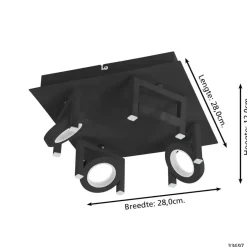EGLO Trastanello Opbouwspot - LED - 4 lichts - Zwart Best