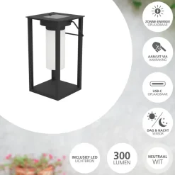 EGLO Usigni Solar Tafellamp - 28 cm - Zwart/Wit New