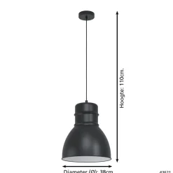 EGLO EburyHanglamp-E27-Ø38cm-Zwart/Wit Online