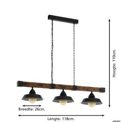 EGLO OldburyHanglamp-3-Lichts-E27zwart/bruin Hot
