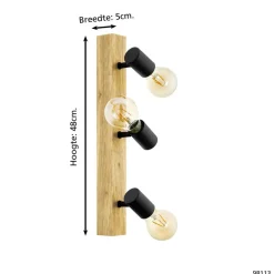 EGLO Townshend3Spot-3lichts-E27-Bruin-Zwart Outlet