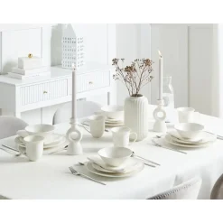 Leen Bakker ELDERBERRY - Servies set van 16 - Wit - Porselein Clearance