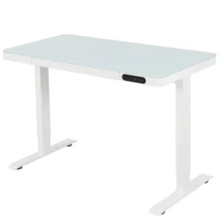 IVOL Elektrisch verstelbaar bureau / thuiswerkplek - 120x60 cm - Glas wit