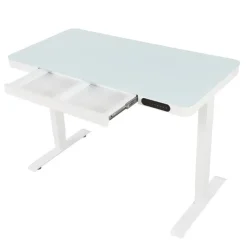 IVOL Elektrisch verstelbaar bureau / thuiswerkplek - 120x60 cm - Glas wit