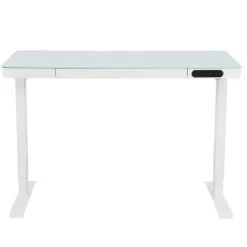 IVOL Elektrisch verstelbaar bureau / thuiswerkplek - 120x60 cm - Glas wit