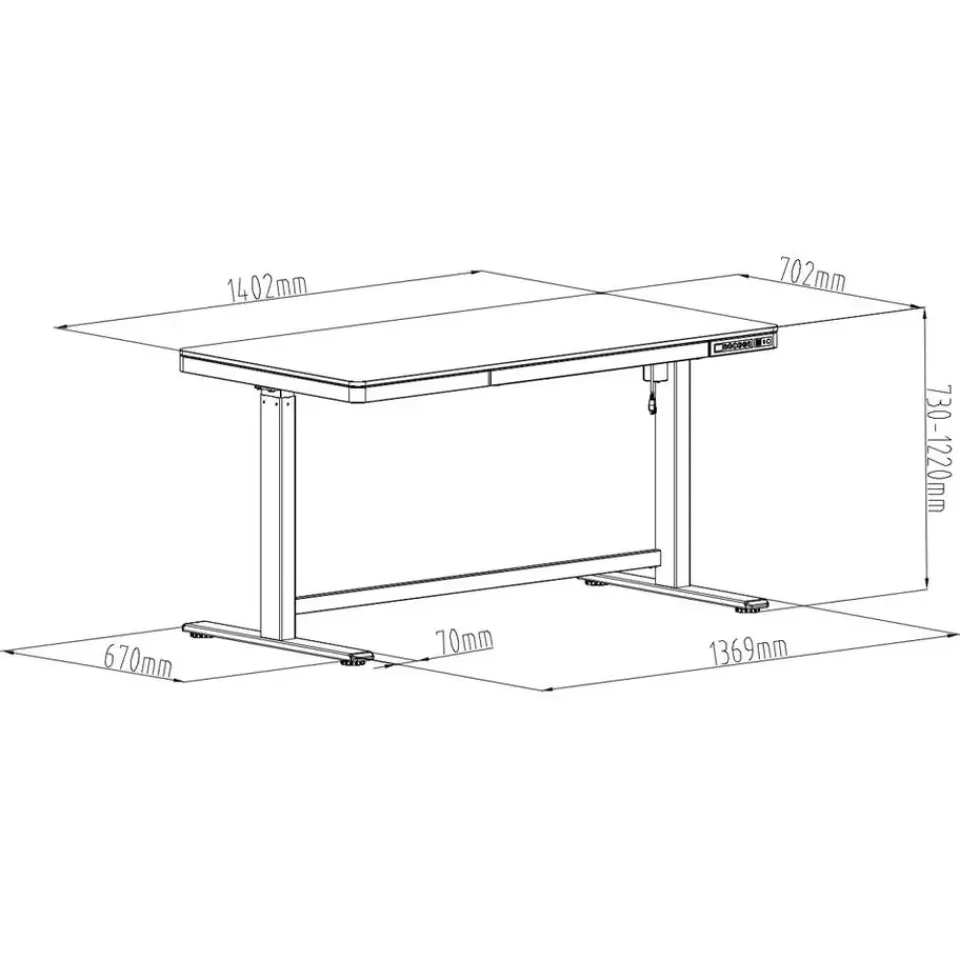 Euroseats Elektrisch verstelbaar bureau / thuiswerkplek - 140x70 cm - Whitewash eiken - Z New