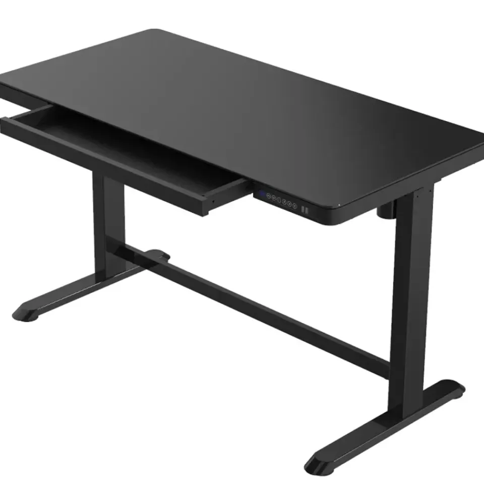 Euroseats Elektrisch verstelbaar bureau / thuiswerkplek - 120x60 cm - Glas zwart
