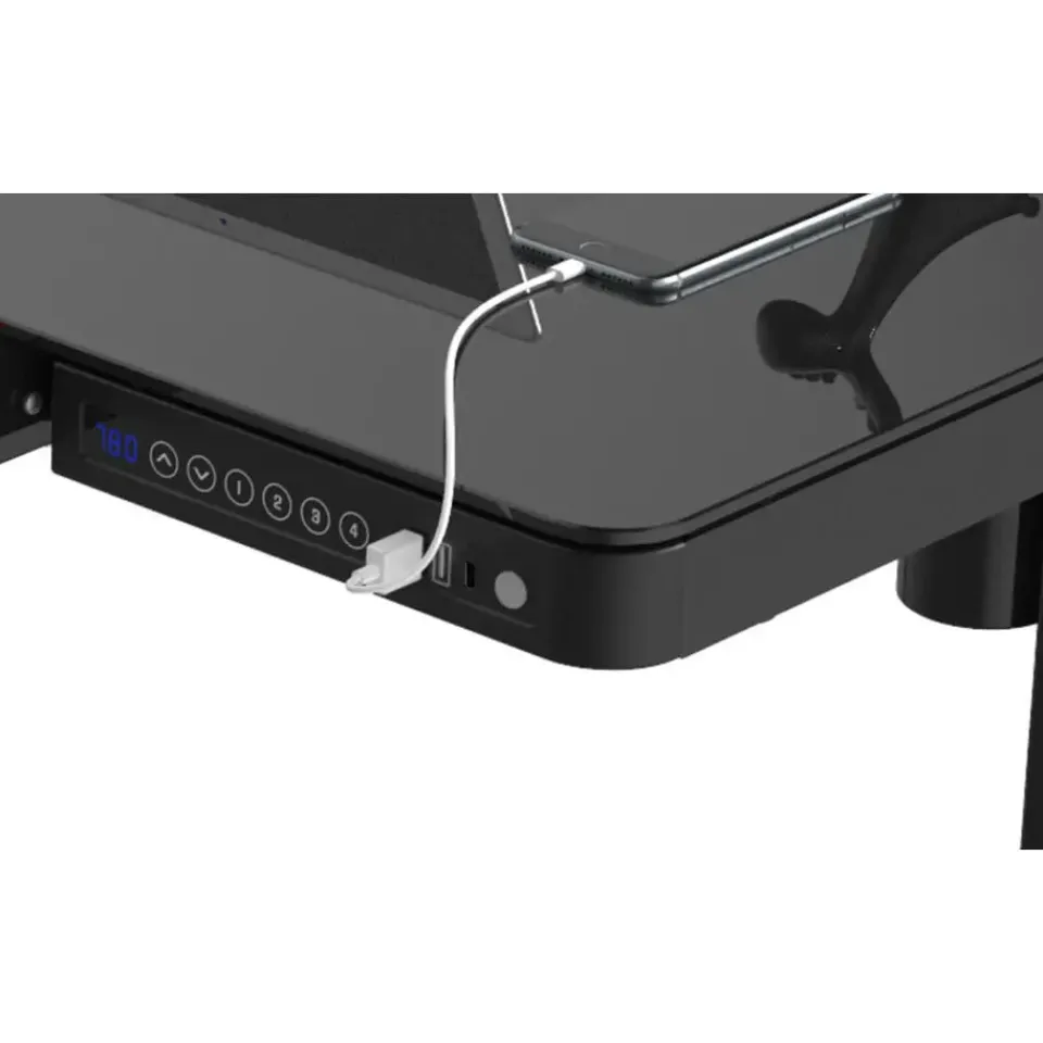 Euroseats Elektrisch verstelbaar bureau / thuiswerkplek - 120x60 cm - Glas zwart