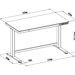 Euroseats Elektrisch verstelbaar bureau / thuiswerkplek - 120x60 cm - Glas zwart